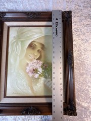 Vintage Maurice Portrait Oil Painting Woman Hat Flowers Ornate Framed 17×21