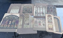 Antique Stained Glass Window Design Art Watercolor Painting Church Jesus Life