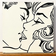 THE KISS original hand painted modern pop art acrylic painting on canvas