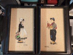 Vintage Volendam Holland Boy Girl Art Paintings Framed Wall Decor
