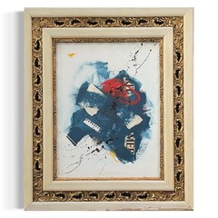 Original Ornate Framed Mixed Media Abstract Art Painting 25×29″ “Merit” With COA