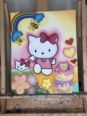 HELLO KITTY OIL PAINTING ON CANVAS Original Oil Painting Hand Painted 16 by 20