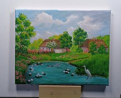 Art 8″/10″ Original Oil Painting, Slavic Village, Landscape