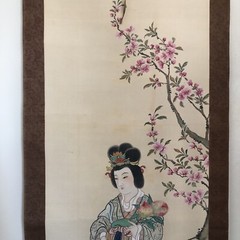 Chinese Painting Queen Mother of the West Peaches of Immortality Blossoms Scroll