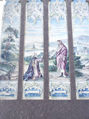 Antique Stained Glass Window Design Art Watercolor Painting Church Jesus Life
