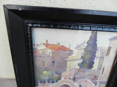Vintage Italian watercolor painting Venice Italy Canale Carmini circa 1950’s sgd