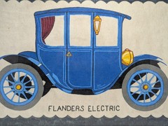 Rare Antique picture 1910 Flanders Electric; USA, Paint On Felt, Framed 13″ x17″