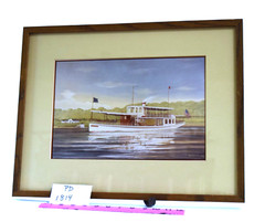 Framed Watercolor Painting Steam Boat „Louise“ 1982 Ted Brennan