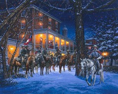 Mosbys Rangers In Warrenton – 1863 – By John Paul Strain Classic Canvas Giclée