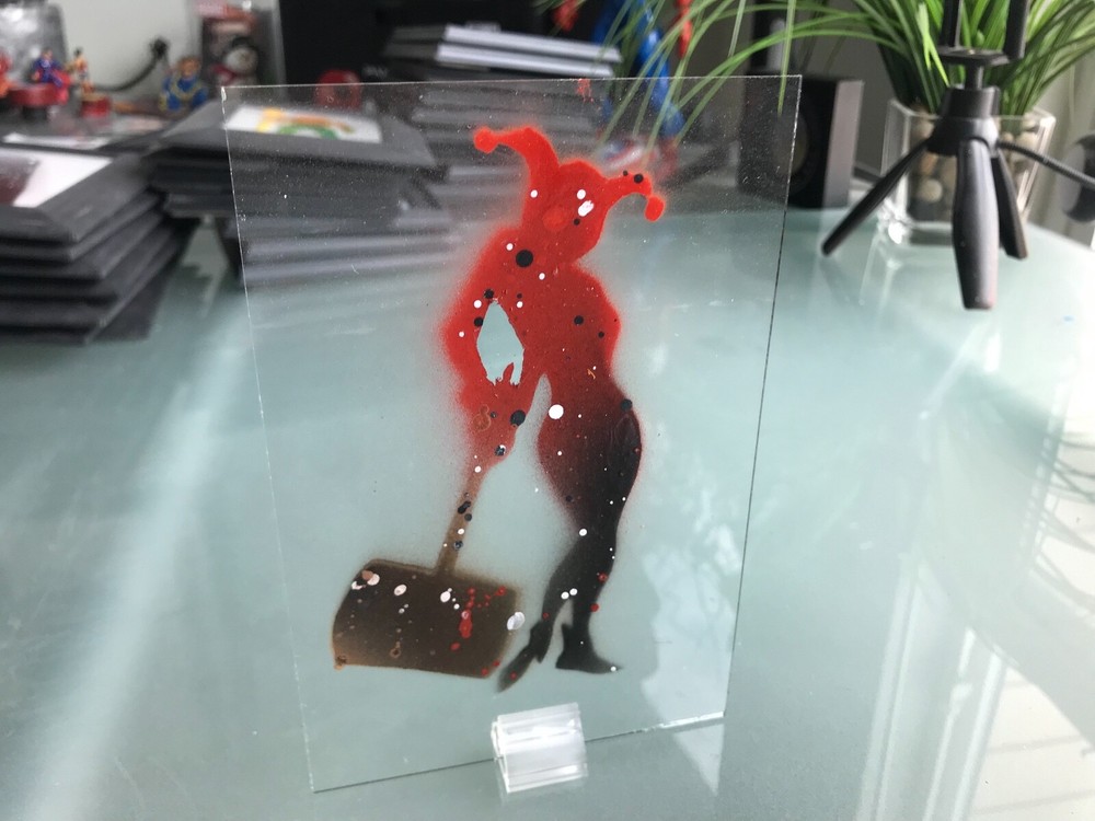 Harley Quinn BATMAN ANIMATED SERIES Stencil Glass Fan Pop Wall Art Painting