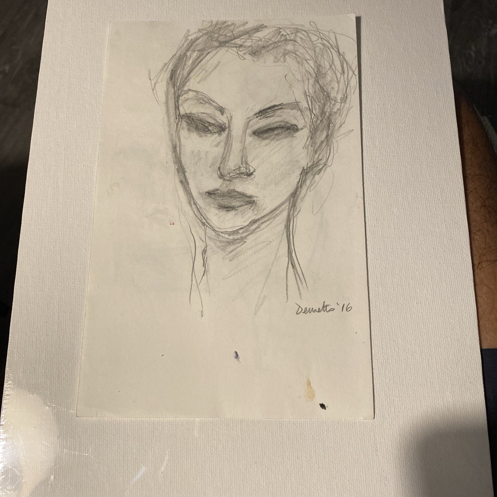 Gesture Portrait In Graphite By Listed DC Artist Demetro 8” X 6”