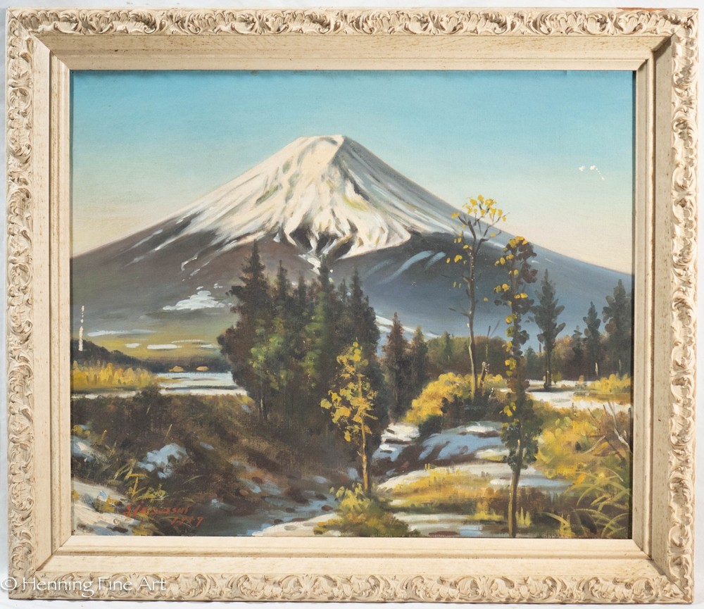 Seitoku Igarashi Impressionist Painting Japanese Mt. Fuji Landscape 1957, Fine!