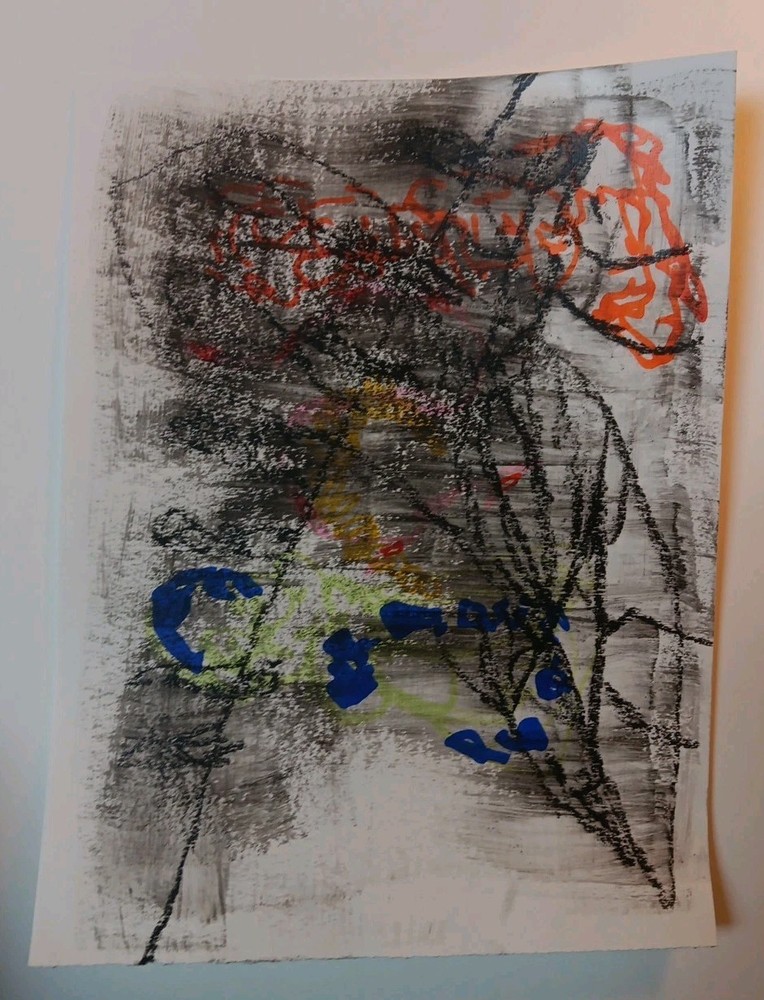 Contemporary Abstract Art Informel Brut Mixed Media Painting Signed Leeroy Decor