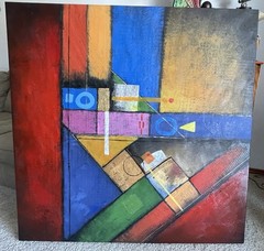 Large Modern Abstract Wall Painting 50x50x3 Inches 14 Lbs. Signed. Beautiful.