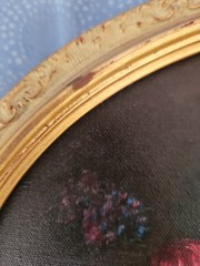 Vintage Pansies Oil Painting Oval Gold Frame Signed D.A. Turner
