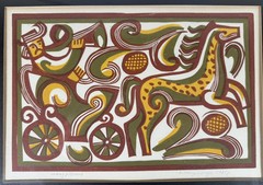 famous UKRAINIAN graphic artist IVAN OSTAFIYCHUK “Traveler” 1969 FRAMED LINOCUT