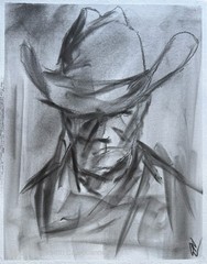 Cowboy Portrait Sketch 11×14 Pastel on Paper Western Art