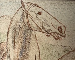 Original Signed William S. Gisch (1906-1989) Colored Pencil Drawing – “Horses”