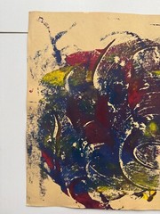 Colorful Vintage Abstract Gouache Painting 1990’s Outsider Art OOAK 17×12