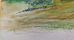 Framed Matted Signed Original Landscape Watercolor Painting 14″ x 11″