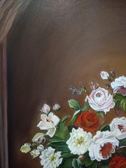 Handmade Painting Oil Reproduction – Floral Still Life in Classical Interior