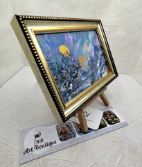 Original Oil Painting 6×4 in Framed Signed Gold Winter Landscape Impasto Art