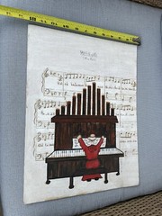 Jewish oil painting the hope 1977 organ player Judaismus