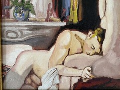 Vintage Russian Erotic Painting after Konstantin Somov Gay Nude Art Deco Oil