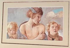 Symbolic Boys/Wlastymil Hofman(1881-1970)Polish oil painting 14″x8″/26”x20”pict.