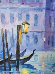 Leonid Afremov’s „Misty Venice“ 20″x 20″ Original Oil on Canvas Dated 2005 COA