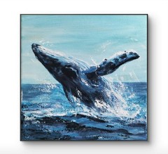 Original Painting Expressionist 10 x 10 Humpback Whale Acrylic Canvas Art
