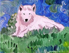 Arctic Wolf Colorful Modern Art Acrylic Painting on Canvas 1