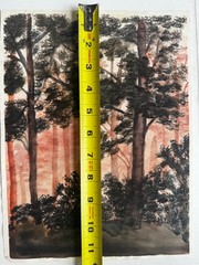 Vintage 1960s Watercolor Painting Nature Trees Browns Red Landscape 1950s 8 x 11