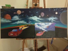 “Anything Could Happen“ | 40×18 Original Surreal Abstract Art Acrylic Canvas