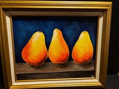 Original Oil/Acrylic Painting Modern Still LIfe Three Pear Framed