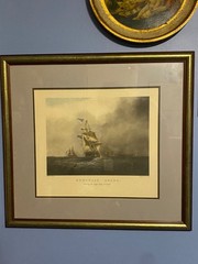 Antique Engraved Art Print, Matted Framed, By Samuel Walters Homeward Bound
