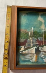 ORIGINAL SIGNED P. Rugg 3D Stereographic Oil Layered Glass Painting, Nautical