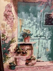 Watercolor Paint By Number Garden Door 🚪 Framed 18 1/2 X 22 1/2
