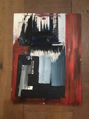 Geometric Painting On Cardboard Paper Gouache Portrait 1980 Double Sided