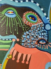 Visionary Expressionist Dream Painting By New York Outsider Artist Louise Abrams
