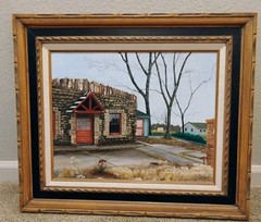 Original Oil Painting, Texas Landscape, Custom Triple Matted 24×28 Frame,Vintage