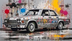 Silver Aluminium Brushed Edition! Crazy Car Vintage 150x80cm Pop Art/Street Art