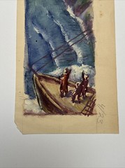 Jo Cain PAINTING ANTIQUE WPA MURAL STUDY LISTED AMERICAN REGIONALISM MAN MEN