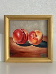 Oil Painting Still Life Art For Kitchen Peaches Gift 20x20cm Wall Art Fruits