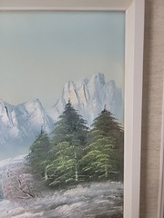 Winter Home In The Mountains Painting, 25″ X 33″ With Frame, Read Description