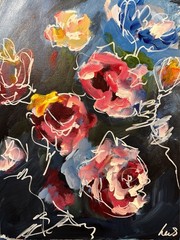 SAMATOWIC Original Abstract Expressionism 12×16 Flowers Colorful Signed Art 572