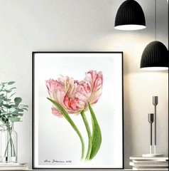 Original brand new watercolor still life ”A tulip” $65 art
