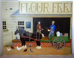 NAIVE FOLK ART OIL PAINTING FLOUR AND FEED BY R SELLENTIN 1993 P 385