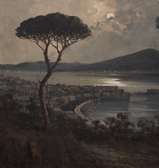 19th Century Italian School Mount Vesuvius Erupting At Night The Bay Of Naples