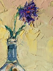 Original Textured Floral Still Life Triptych Oil Painting 3 Canvas panel 16×8″